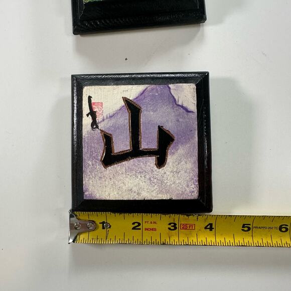 Reiko Patterson Set 3 Woodcraft Small Japanese Characters Purple Green Mountain - Picture 7 of 7